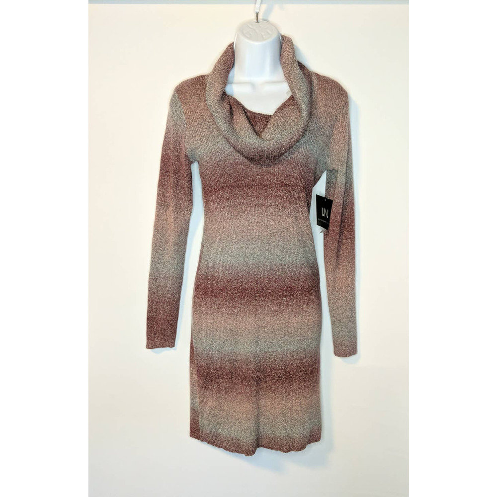 I.N. San Francisco Women Large Tunic Sweater Dress Rose Style #115617M Cowl Neck
